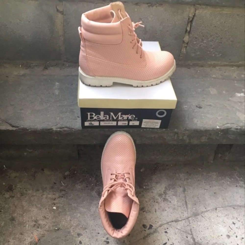 Pink timberland inspired boots
